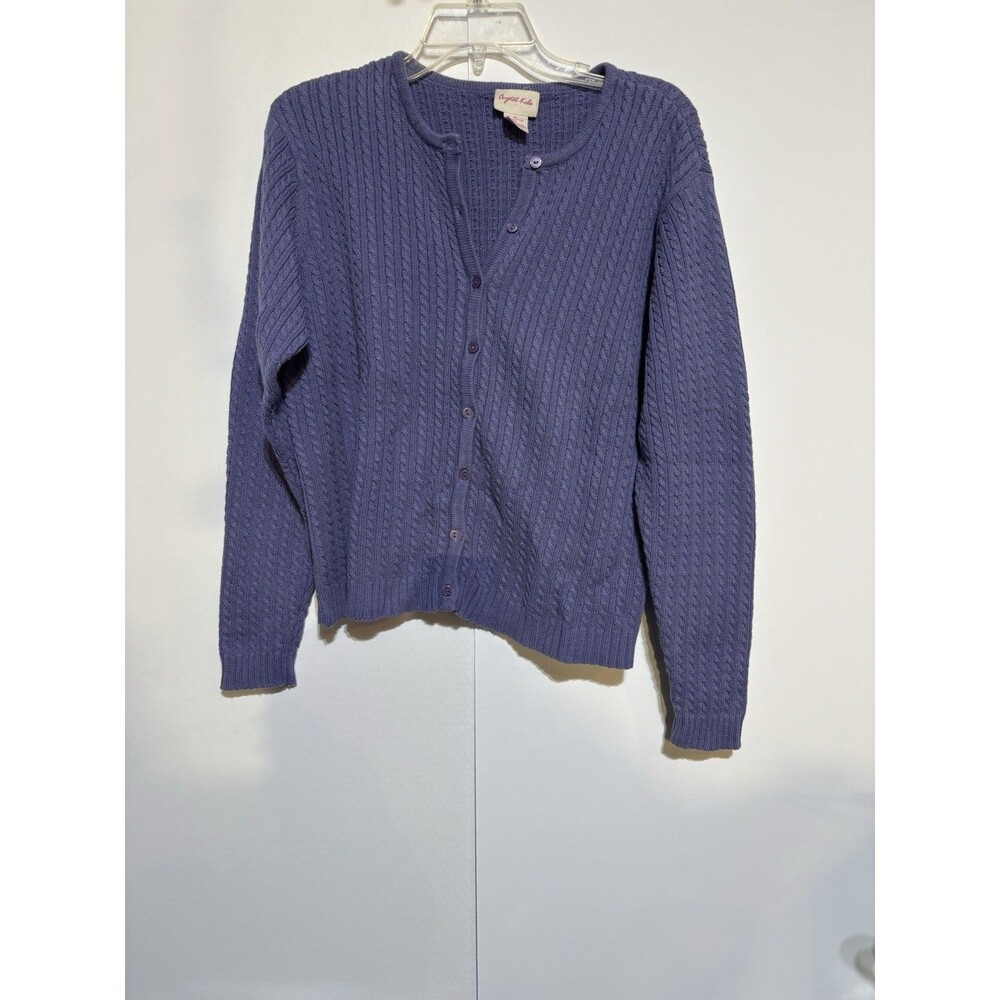 Krystal Kobe Women XL Purple Long Sleeve Top Sweater Button Up Preown Chest 42"